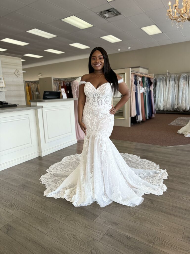 woman wearing a mermaid-style wedding dress in Melbourne, FL