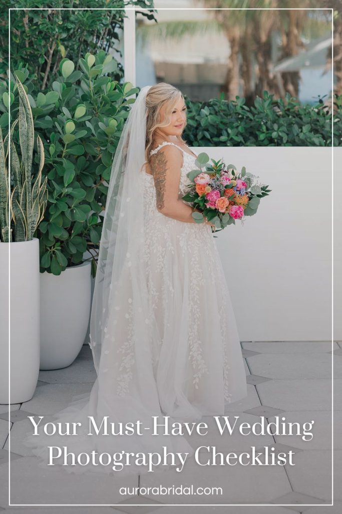 Pinnable blog post graphic for "Your Must-Have Wedding Photography Chceklist" from The Wedding Shoppe.